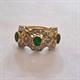 Anello in oro basso titolo, rosette di diamanti e 