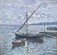 Marina di Napoli con barche e pescatori 