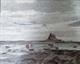 Paesaggio con il Castello di Lindisfarne con barche arenate per la bassa marea"