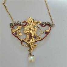 Lotto 73 - Importante colliere stile Art Nouveau in oro giall