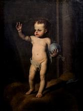 Lotto 29 - Bambino Gesù benedicente con alobo cruciaero 1640 ca,